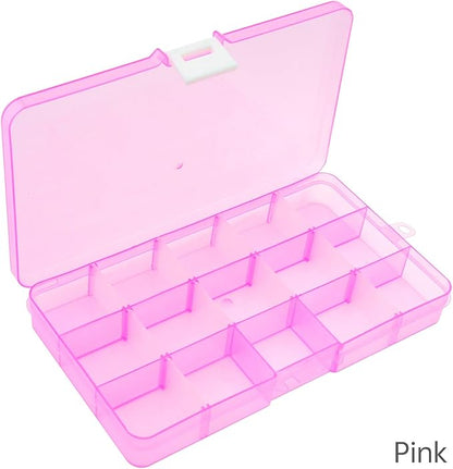 OriGlam 1pcs 17x10CM Plastic Organizer Storage Box with Adjustable Dividers, Jewelry Storage Container Box for Office Supplies Beads Crafts Fishing Tackles (Pink)