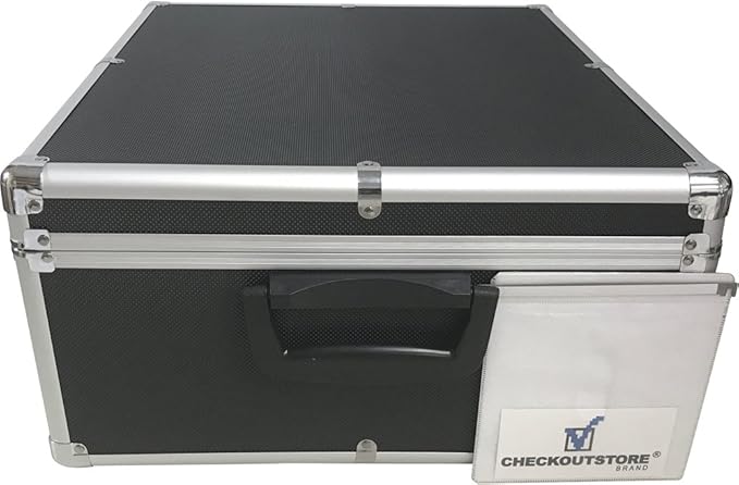 CheckOutStore (1) Aluminum CD/DVD Media Hanging Sleeves Storage Box (Black/Holds 600 Discs)