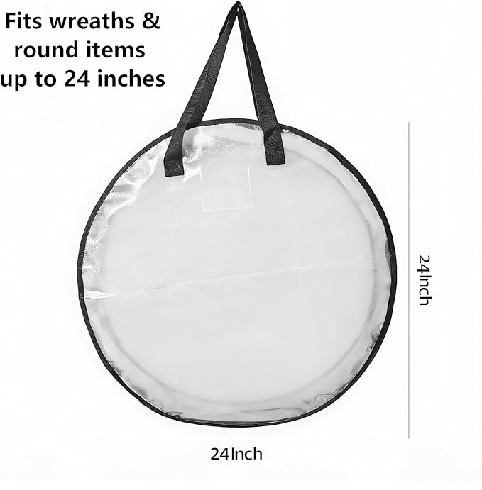 Christmas Storage Containers for Wreaths&Ornaments,Wreath Storage Container with Handle,Clear Ornament Storage Box for Holiday Decor,Spring &Easter Wreath,Gift Wrapping Paper Organizer Storage,24 Inch