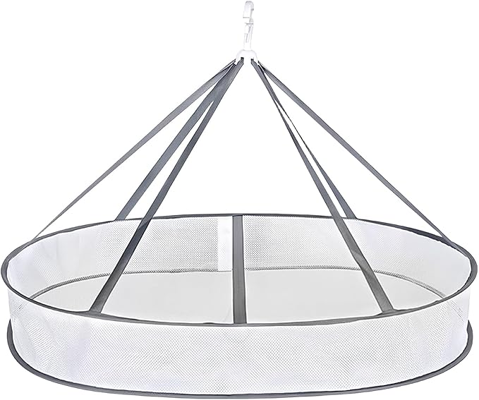 Sweater Drying Rack Mesh Foldable, Lay Flat Clothes Dryer Rack, Large Hanging Dry Rack for Clothes, Folding Clothing Drying Hanger, Portable for Laundry Indoor Outdoor (1-Tier)