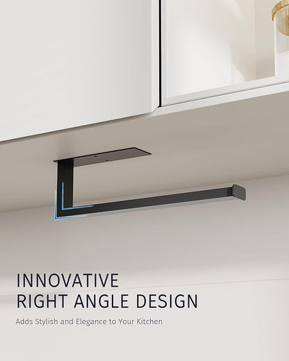 Paper Towel Holder, Black Paper Towel Holder Under Cabinet Wall Mount or Self Adhesive Paper Towel Bar, Hanging Paper Towel Rack for Kitchen and Bathroom, SUS304 Stainless Steel