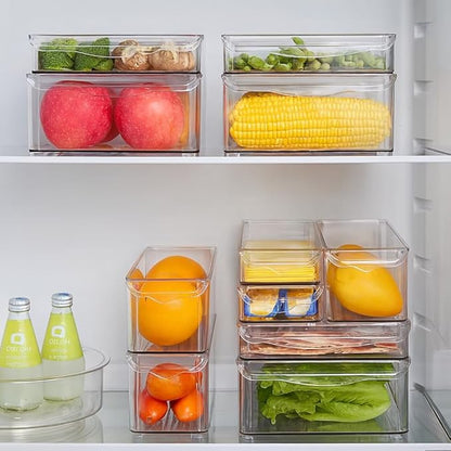 Clear Refrigerator Organizer Bins – Stackable Fridge Storage Containers for Kitchen, Pantry & Freezer – BPA Free Acrylic Baskets (5-Piece Set)
