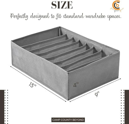 Foldable Wardrobe Clothes Organizer Storage Boxes - Set with 8 Grids- Fabric Shelf Dividers, Small Size Organizer with PPE Sheets, Stackable Clothing Box for Jeans,Pants, Sweaters,T-Shirts (Pack of 4)