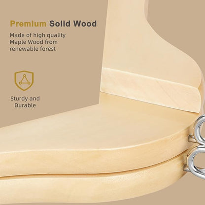 TOPIA HANGER Wooden Hangers 30 Pack, Space Saving Coat Hanger with 360° Swivel Cascading Loop Hook, Non Slip Pants Bar and Shoulder Notches for Camisole, Jacket, Suit, Clothes Hangers -CT74N30