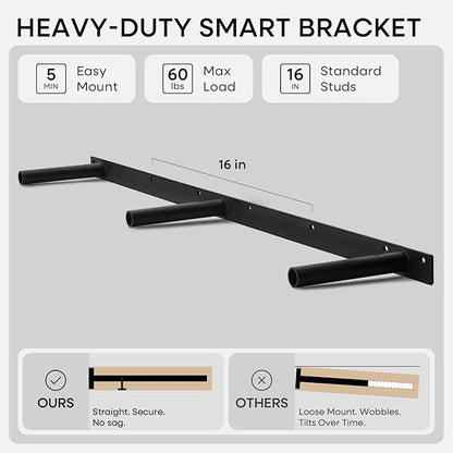 Homeforia Walnut 42 inch Floating Shelves, High End Solid Real Wood 42inch Floating Shelf for Wall, Large Dark Brown 42 inches Long Floating Shelves, Heavy Duty Bracket, 42 X 6.5 X 1.75 inch, Set of 2