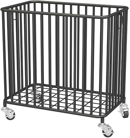 Easyars Rolling Laundry Hamper with Wheels,Large-size Metal Laundry Basket Cart,Clothes or Linen Storage Organize Hamper Bin for Living Room,Bathroom,Closet or Children Bedroom,Black