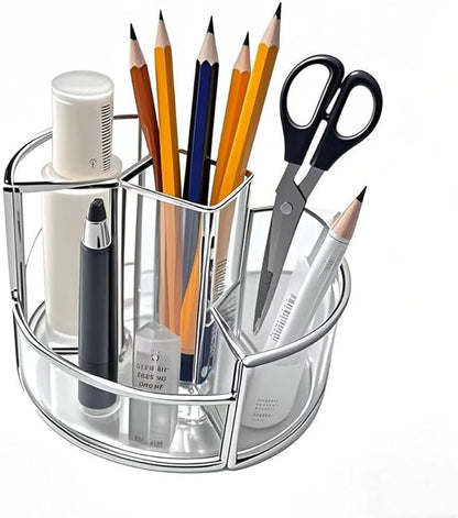 360° Rotate Makeup Brush Holder, Makeup Organizers Countertop, Perfume Tray, Bathroom Organizer and Storage for Eyeliner,Lipstick, Lazy Susan Organizer for Vanity Cabinet Dresser Bathroom (Silver)