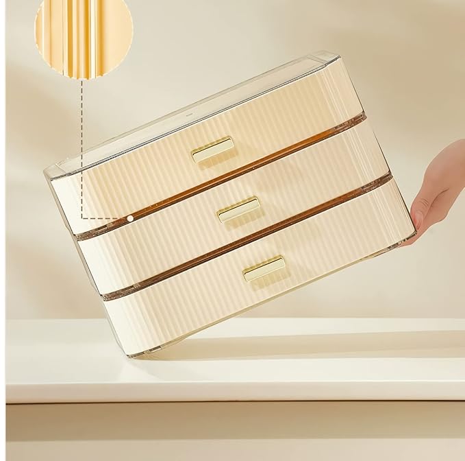 Decorcode Stackable Plastic Organizer Big & Spacious Drawer | Organize Eyeshadow Palettes, Cosmetics, and Beauty Supplies on a Vanity. White