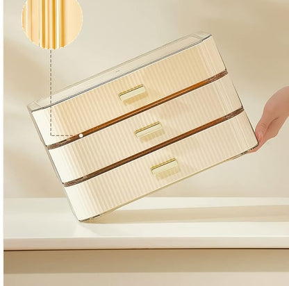 Decorcode Stackable Plastic Organizer Big & Spacious Drawer | Organize Eyeshadow Palettes, Cosmetics, and Beauty Supplies on a Vanity. White