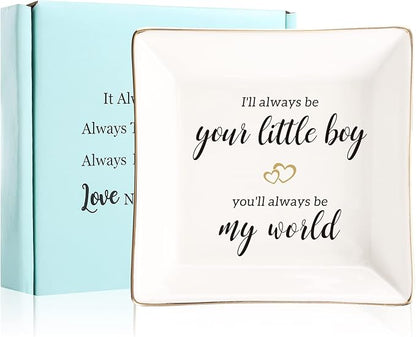 Gifts For Mom From Son,Ceramic Ring Dish Trinket Tray I Will Always Be Your Little Boy,I Love You,Your Son.Appreciate Mother Gifts for Mother's DAY Birthday Christmas Thanksgiving Valentine’s Day