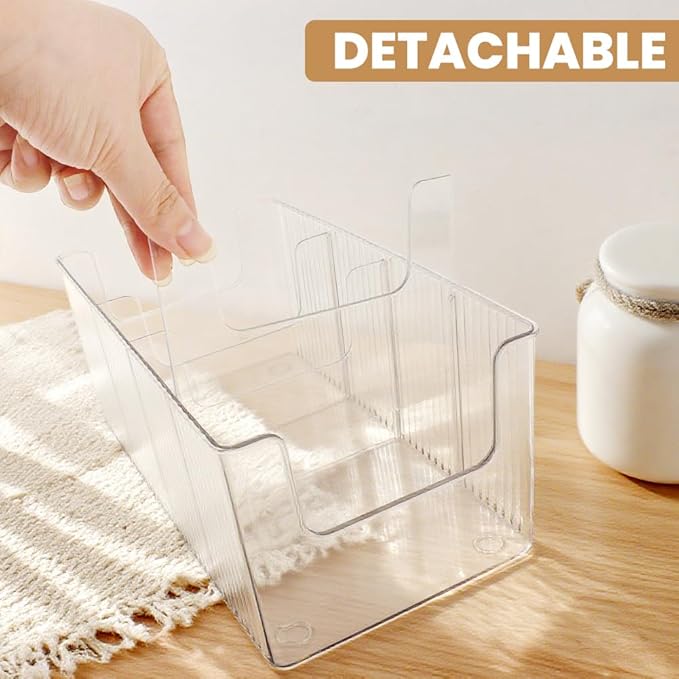 Acrylic Belt Organizer, 2 Pack Clear Stackable Belt Holder for Closet Drawer Storage 4 Compartments with Removable Dividers, Multi-Purpose Display Bins with Inserts for Ties,Socks