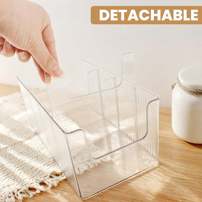 Acrylic Belt Organizer, 2 Pack Clear Stackable Belt Holder for Closet Drawer Storage 4 Compartments with Removable Dividers, Multi-Purpose Display Bins with Inserts for Ties,Socks