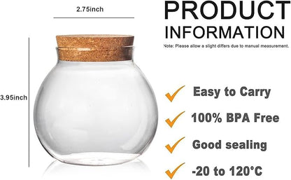 Set of 9 round glass jars with cork lid – 17oz wedding candy jar kitchen jar, perfect for tea, biscuits, cereals, flour, beans, spices, coffee beans etc (9PCS)