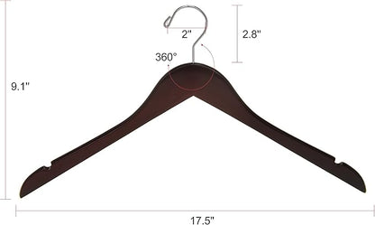 Quality Semi Curved Mahogany Wooden Suit Hangers, 80-Pack Smooth Finish Solid Wood Coat Hanger with Swivel Hook, Jacket, Pant, Dress Clothes Hangers Mahogany, 80