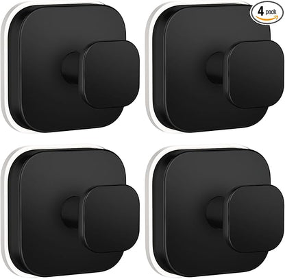 BKV Suction Cup Hooks for Shower,Heavy Duty Shower Hooks for Bathroom Wall,Glass Windows,Smooth Doors to Hang Towels,Robes,Coat,Reusable Suction Cup Wreath Hanger for Christmas Wreaths-Black(4 Pack)