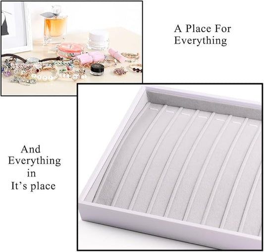 Oirlv Velvet Stackable Jewelry Trays Necklace Display organizer Storage Tray(13 Grids Necklace)
