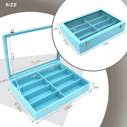 KLOUD City Velvet Sunglasses Organizer, Glasses Storage Box Sunglasses Storage Holder Box,Glasses Display Case with 8 Slots
