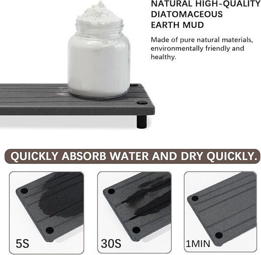 Quick Dry Sink Caddy Kitchen Sink Organizer, Water Absorbing Stone Tray for Sink, Stone Drying Tray, Diatomite Faucet Mat & Protector, Dispenser Sponge Holder, Stone Soap Tray for Bathroom Counter