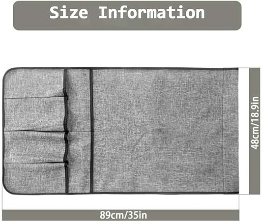 IPENNY Cotton Linen Sofa Couch Remote Control Holder Chair Armrest Caddy Pocket Organizer Storage Bag for Cellphone Tablet Notepad Book Magazines DVD Eyewears Drinker Snacks Holder Pouch