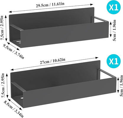 2 Pack Magnetic Spice Storage Rack Organizer for Refrigerator and Oven, Dark Gray Fridge Organizers and Storage