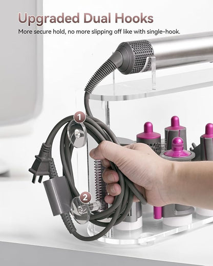 Affogato Storage Holder Compatible with Dyson Airwrap Styler Accessories, Acrylic 6 Holes Countertop Organizer Stand, Desktop Organizer for Storage Long Barrel Attachments for Bathroom