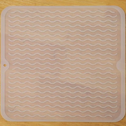Silicone Dish Drying Mat for Multiple Usage,Easy clean,Eco-friendly,Heat-resistant Silicone Mat for Kitchen Counter or Sink,Refrigerator or Drawer liner Translucent M 12 inches x 12 inches
