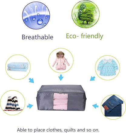 VEAMOR Comforter Storage Bags Containers,Pillow Beddings/Blanket Clothes Organizer Storage Containers With Zippers,Breathable and Moistureproof. (Grey 2pcs, L)