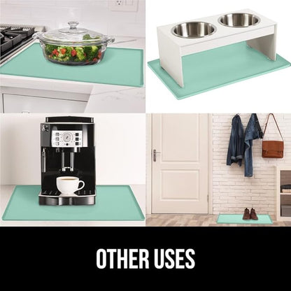 GORILLA GRIP Waterproof Silicone Under Sink Mat with Raised Lip for Kitchen and Bathroom, Cabinet Shelf Liner Stay in Place Mats Dishwasher Safe Drawer Liner, Organizer Tray, 19 x 22 in, Mint