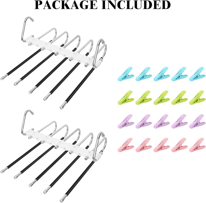 SAN LIKE 2 Pack 5 Layers Pants Hangers Space-Saving Stainless Steel Closet Hangers 20pcs Fixed Clips Non-Slip Multi-Functional Pants Rack Two Hanging Modes for Trousers Jeans Leggings Scarf Skirts