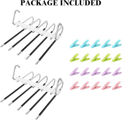 SAN LIKE 2 Pack 5 Layers Pants Hangers Space-Saving Stainless Steel Closet Hangers 20pcs Fixed Clips Non-Slip Multi-Functional Pants Rack Two Hanging Modes for Trousers Jeans Leggings Scarf Skirts