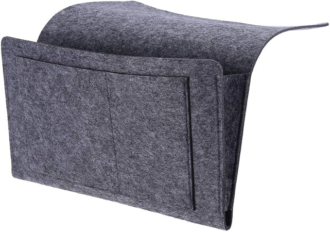 Luxurious Grey Armrest Organizer, Caddy for Sofa, Couch, Chair Armrest, Remote Control, Cell Phone, Book, Magazine, Glasses, Snacks
