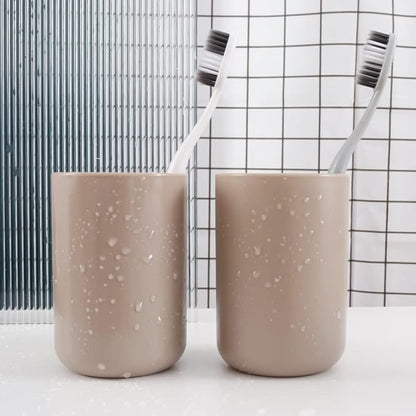 Wongwongcat Bathroom Tumblers 2Pcs, Mouthwash Cup, Toothbrush Holders, Drink Mug, Pen Holder, Unbreakable Dishwasher Safe, 10fl.oz(300ml)/Pcs (Brown & Brown)