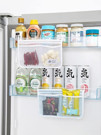 4PCS Refrigerator Door Organizer Set, Fridge Hanging Mesh Bag for Kitchen Storage Bag, Household Sundries Sorting Bag Used to Refrigerator Side Door, Only for Small Objects Containers
