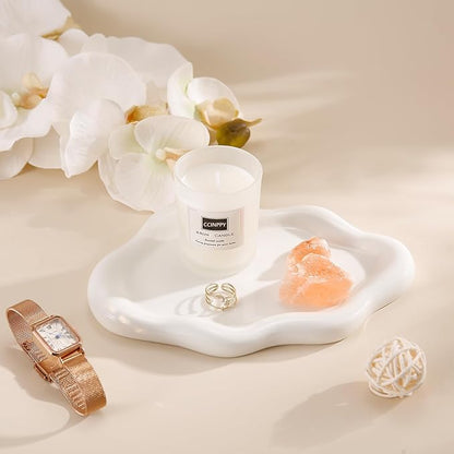 CCINPPY Ceramic Jewelry Tray Trinket Dish, Decorative Cloud Vanity Key Tray for Women, Ring Holder Dish, Cute Jewelry Plate Bowl Room Decor Aesthetic, White, Medium
