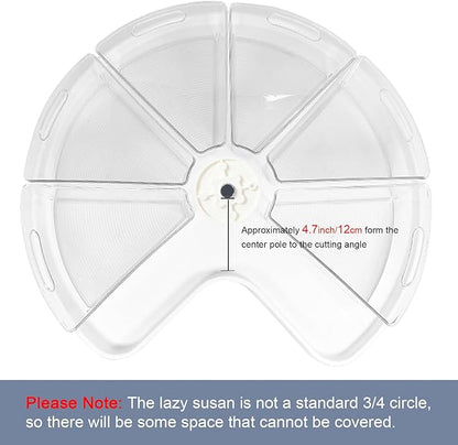 Leeden Lazy Susan Organizer for 26" Diameter Corner Lazy Susan, Plastic Kitchen Cabinet Storage Bins with Handle, 6 Packs, 1/8 Wedge - Food Safe, BPA Free