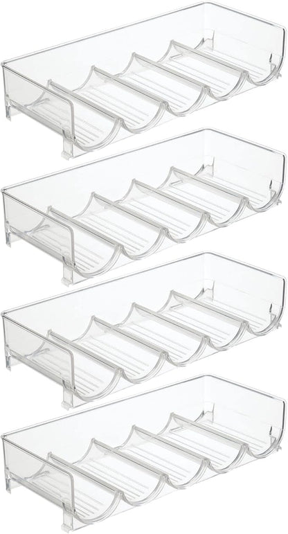 mDesign Plastic Free-Standing Water Bottle and Wine Rack Storage Organizer for Kitchen Countertops, Table Top, Pantry, Fridge - Stackable - Holds 5 Bottles Each, 4 Pack - Clear
