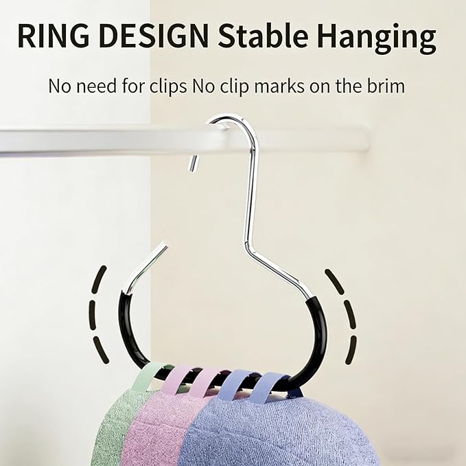 Durable Steel Hangers: Maximize Closet Space with Versatile Storage, Hat Organizer, Stainless Hat Hanger, Multifunctional Steel Hangers for Hats, Scarves, Belts, Ties, Bra, Anti-Slip (24, Grey)