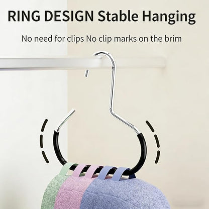 Durable Steel Hangers: Maximize Closet Space with Versatile Storage, Hat Organizer, Stainless Hat Hanger, Multifunctional Steel Hangers for Hats, Scarves, Belts, Ties, Bra, Anti-Slip (12, Black)
