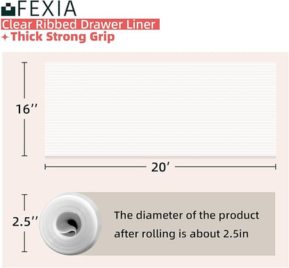 FEXIA Shelf Liners for Kitchen Cabinets Non-Slip Drawer Liner 16 Inches x 20 FT Waterproof & Oil-Proof Non Adhesive Durable Material Fridge Liner for Shelves