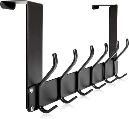 KEOAMG Over The Door Hooks, No Assembly Required Door Hanger Hook, Sturdy Over The Door Coat Rack, Over Door Hanger Door Hooks for Hanging Clothes, Towels, Hats, Matte Black