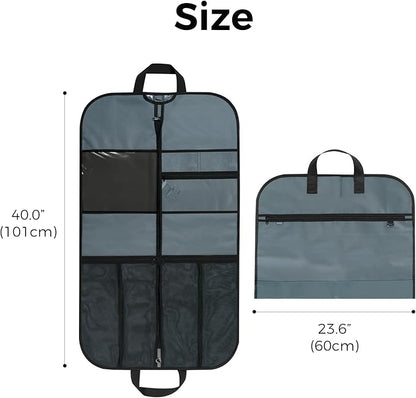 pack all 40" Gusseted Travel Garment Bag, Heavy Duty Hanging Suit Bag, Dress Bag for Closet Storage, Foldable Suit Cover Protector for Clothes Shirts Dresses Coats(Grey)