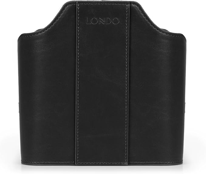 Londo PU Leather Remote Control Holder, Office Supplies Desk Organizer with Tablet Slot, Makeup Brush and Utensils Cube, Large Capacity Desk Caddy With 5 Compartments