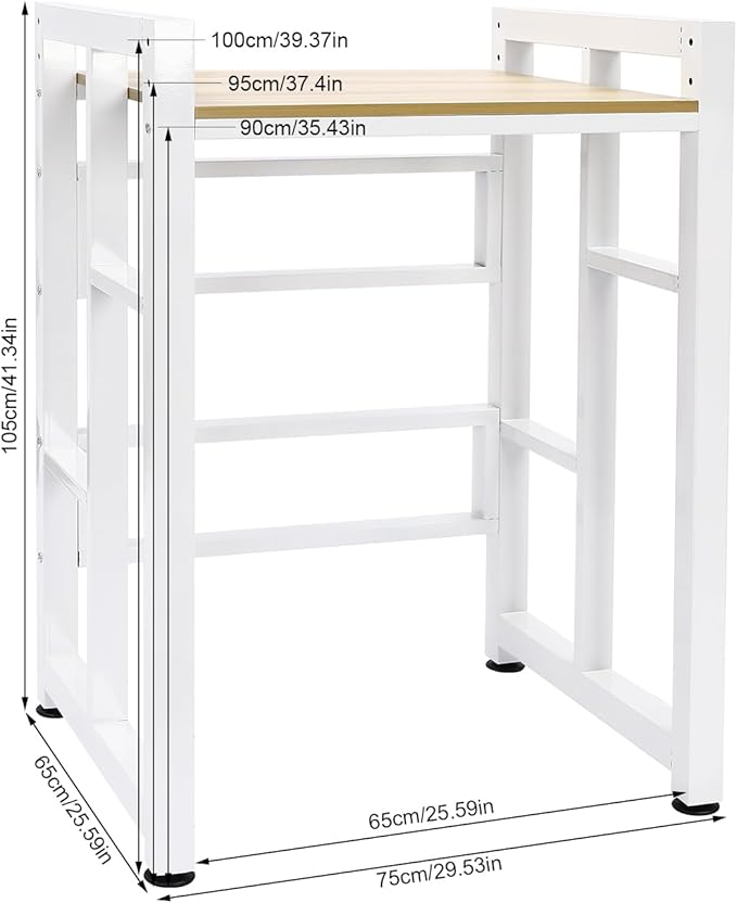 Over Washer and Dryer Shelves, Washer and Dryer Storage Shelf, Adjustable Laminate and Foot Pads Washing Machine Storage Rack for Kitchens Dressing Rooms (White, Light Walnut)