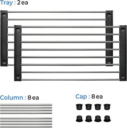 carrotez Cabinet Organizer Shelf, Set of 2 Stackable Kitchen Counter Shelves, Kitchen Cabinet Organizers and Storage, Pantry Storage Shelf Organizer, 15.7 x 7.8 x 6.1 - Black
