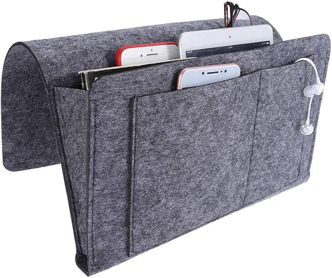 Luxurious Grey Armrest Organizer, Caddy for Sofa, Couch, Chair Armrest, Remote Control, Cell Phone, Book, Magazine, Glasses, Snacks