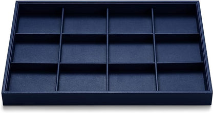 Oirlv Stackable Premium Leather Jewelry Trays 12 Grid Jewelry Drawer Organizer Trays Bracelet Earrings Watches Showcase Display Organizer