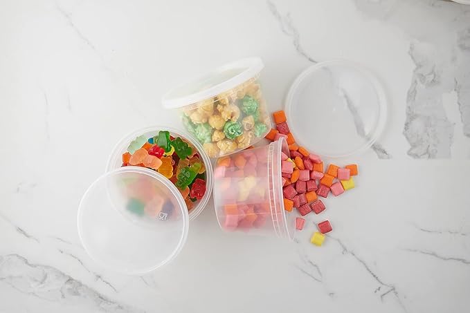 Healthy Packers 50pk 16oz Deli Containers with Lids – BPA-Free Plastic Soup Containers for Food Storage, Meal Prep & Slime – Microwave, Freezer & Dishwasher Safe – Leakproof & Stackable