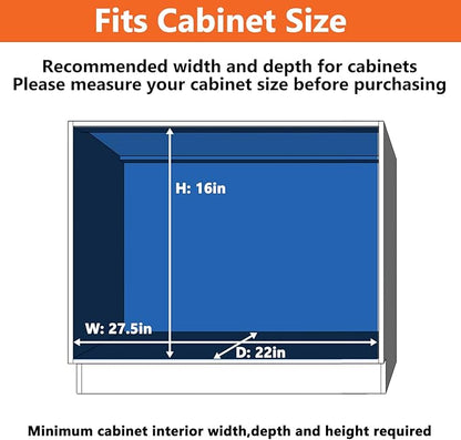 ROOMTEC Individual Pull Out Cabinet Organizer (27" W x 21½" D), 2 Tier Spice Rack Organizer for Cabinet, Slide Out Drawer Pantry Shelf Organization and Storage for Kitchen Bathroom