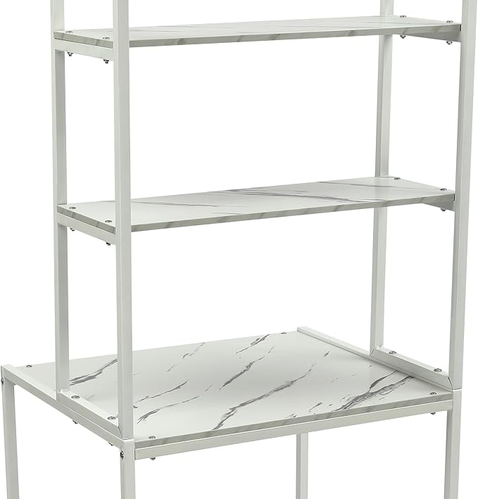 Over The Washer and Dryer Storage Shelf, 3-Tier Bathroom Room Shelf Storage Utility Rack Over The Toilet Washer Dryer Heavy Duty Laundry Room Organizer Bathroom Space Saving Organizer (White+Marble)