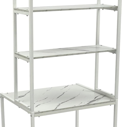 Over The Washer and Dryer Storage Shelf, 3-Tier Bathroom Room Shelf Storage Utility Rack Over The Toilet Washer Dryer Heavy Duty Laundry Room Organizer Bathroom Space Saving Organizer (White+Marble)